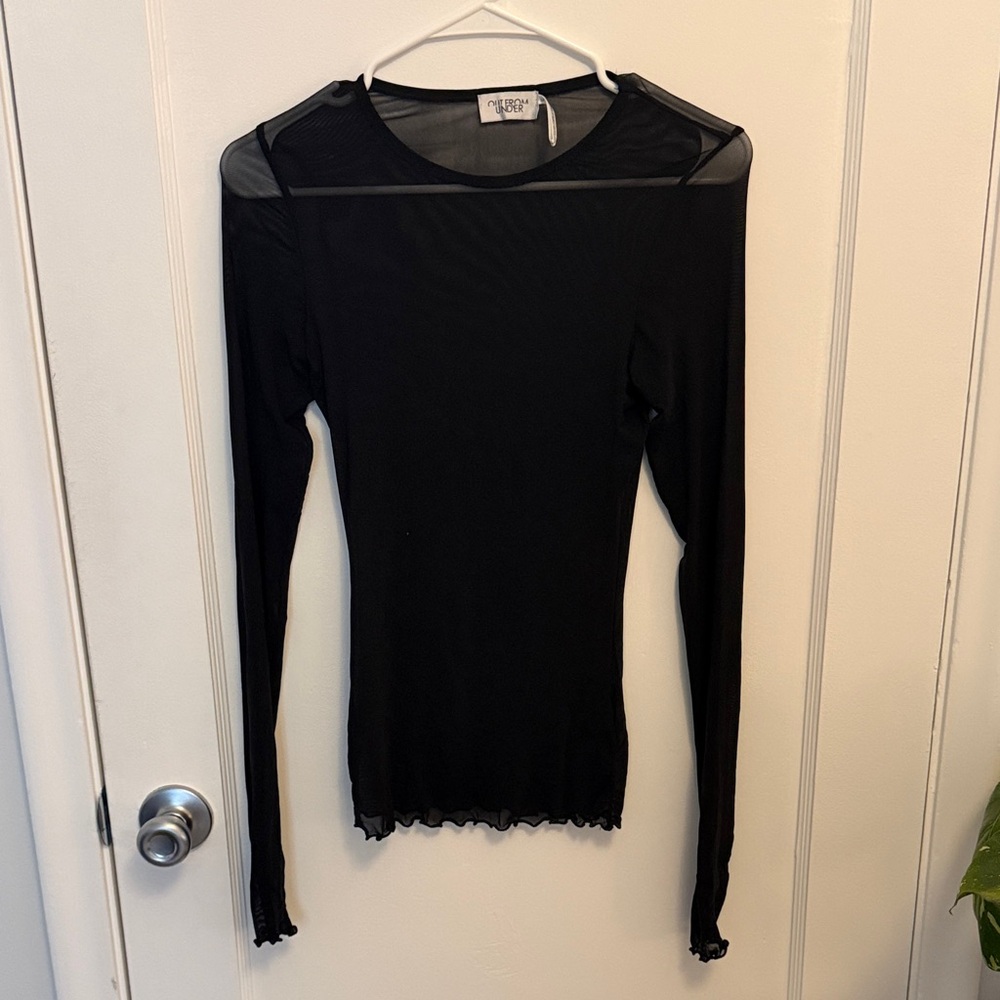 Urban Outfitters Black Mesh Long Sleeve Top